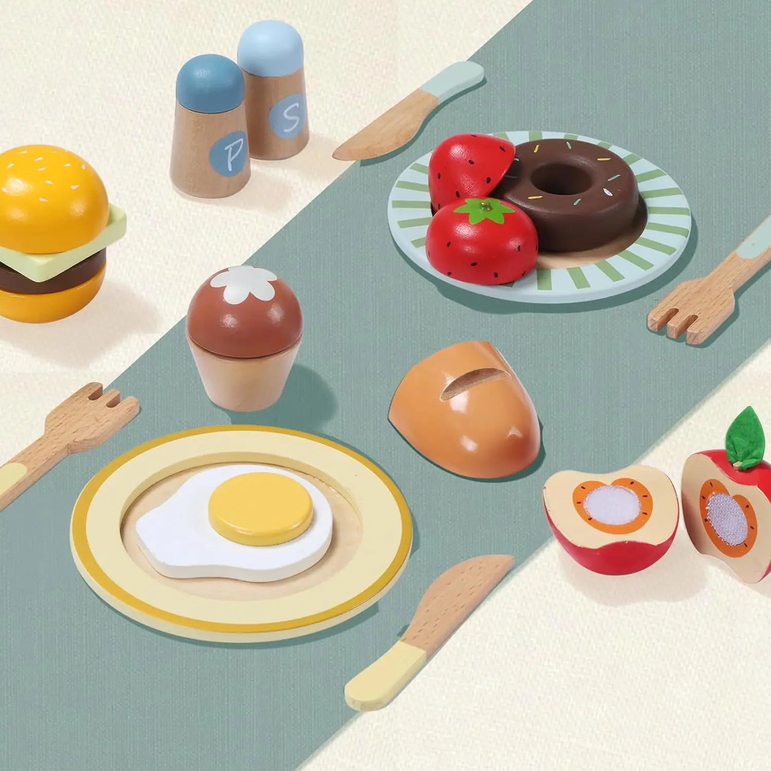 Wooden Play Food Set Play Kitchen Accessories