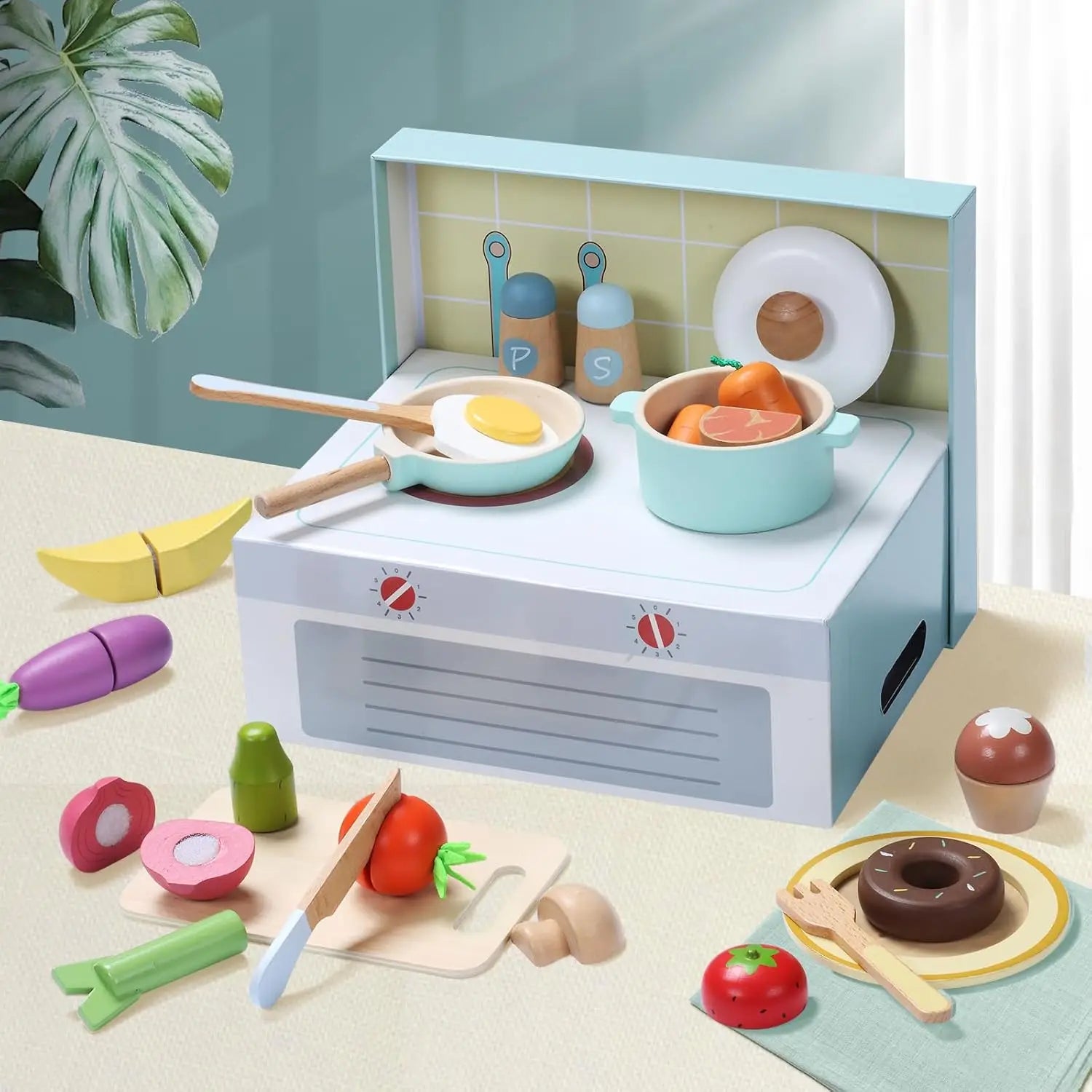 Wooden Play Food Set Play Kitchen Accessories