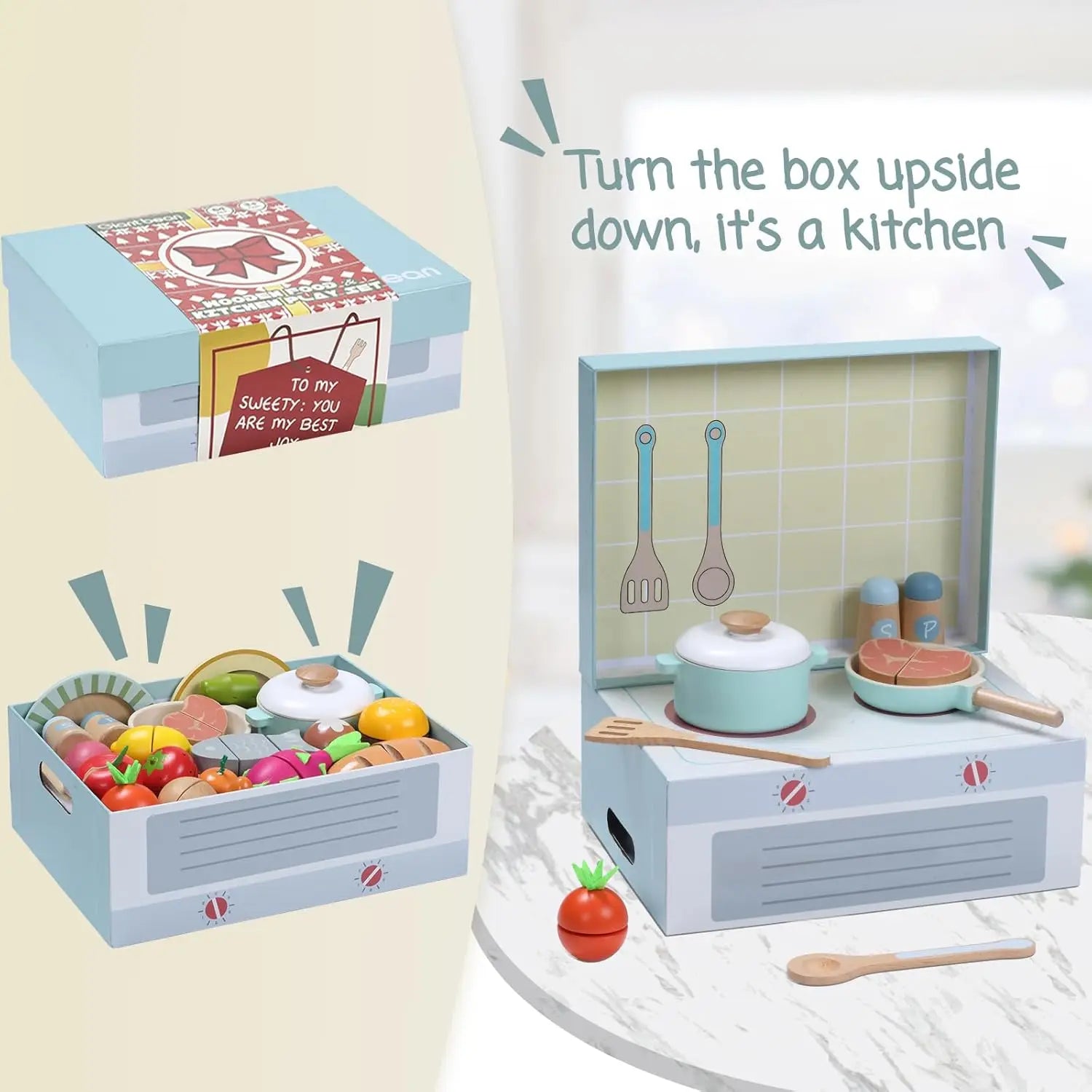 Wooden Play Food Set Play Kitchen Accessories