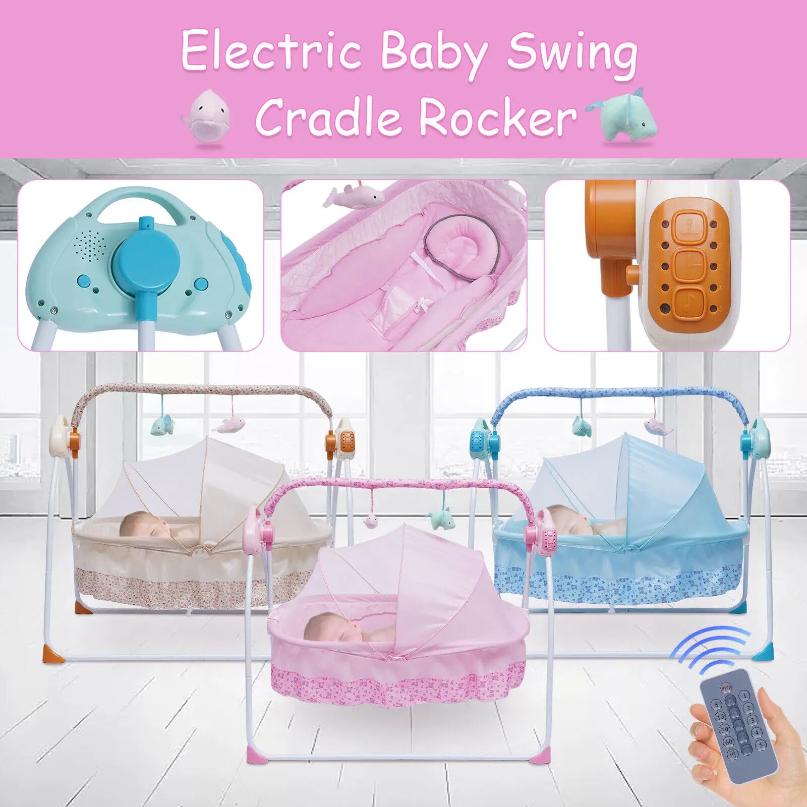 3 Colors Bluetooth Electric Auto Swing Bed