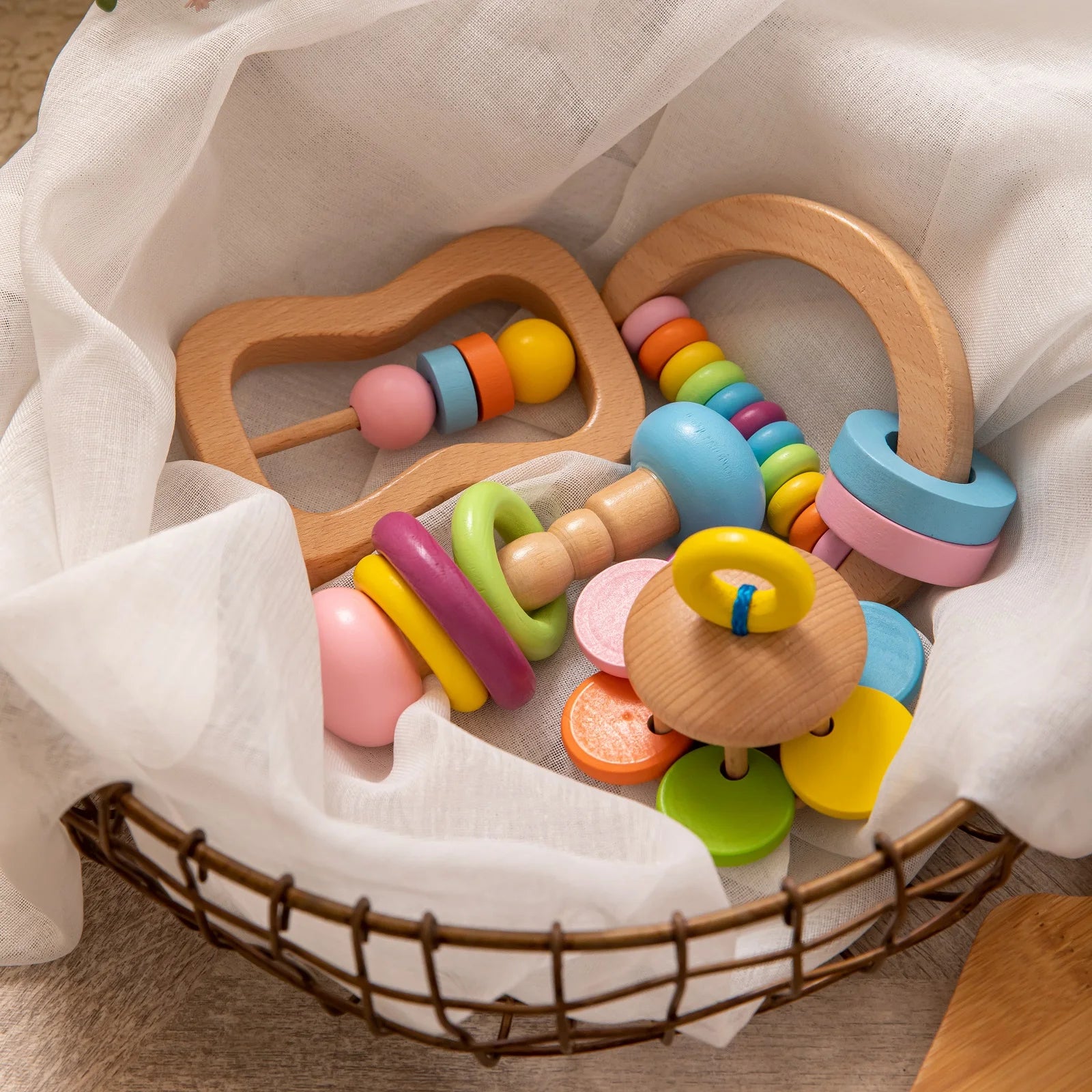 Baby Rattle Crib Toys Wooden Montessori Toys