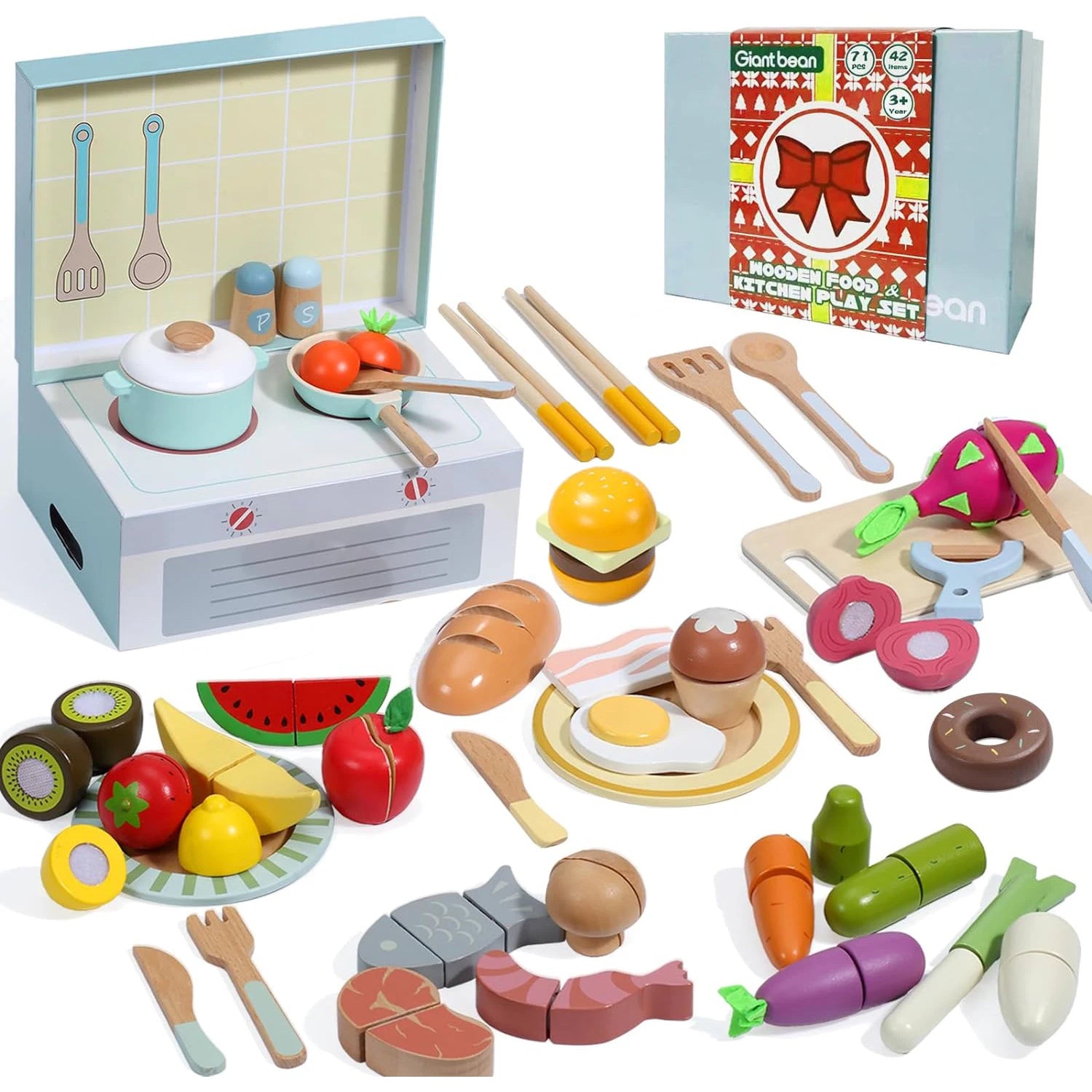 Wooden Play Food Set Play Kitchen Accessories
