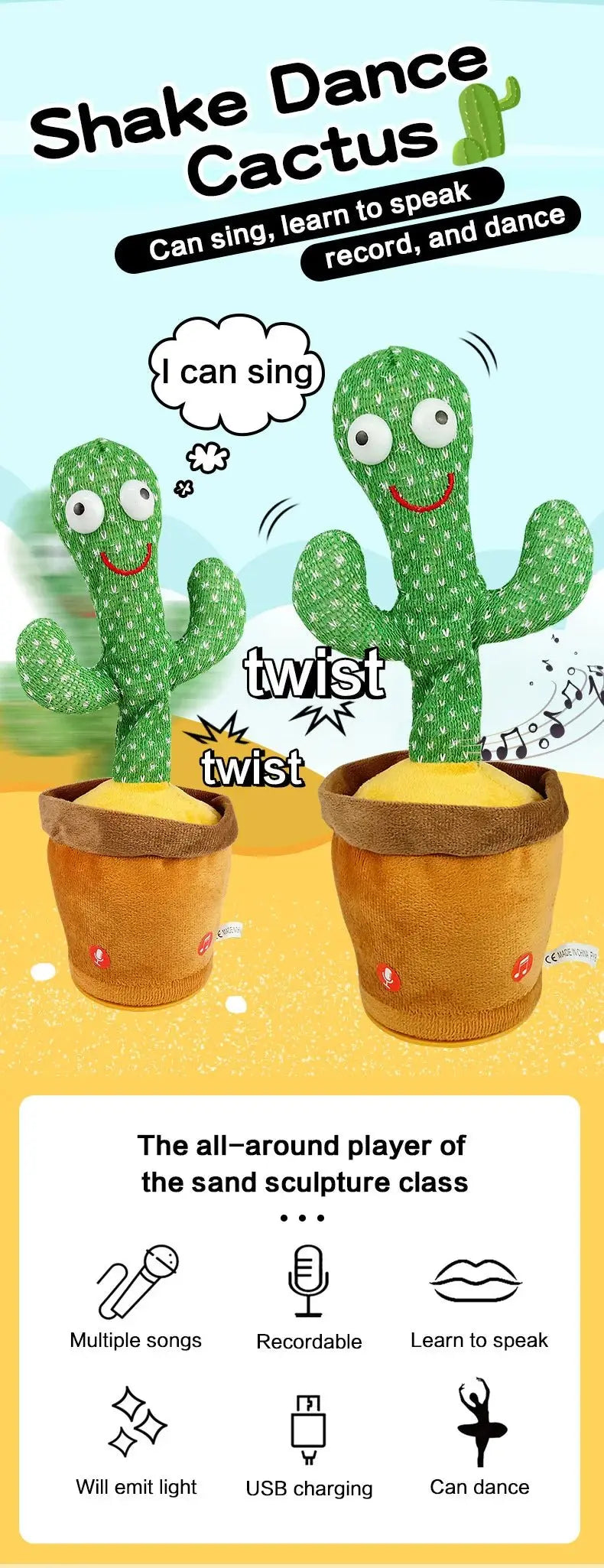 Dancing Talking Cactus Toys - The Purely Baby