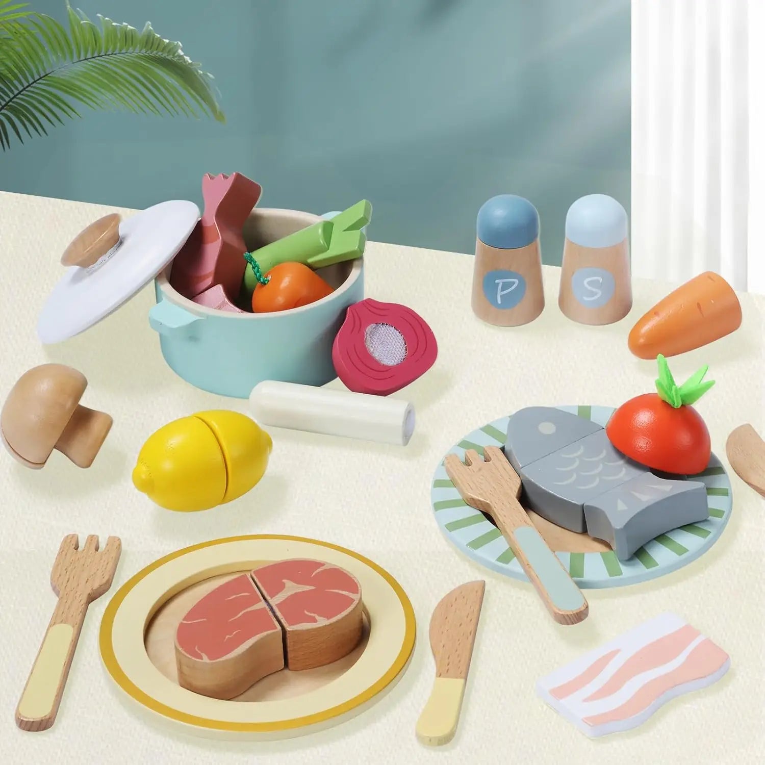 Wooden Play Food Set Play Kitchen Accessories