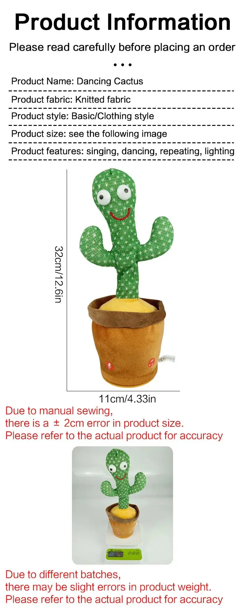 Dancing Talking Cactus Toys - The Purely Baby