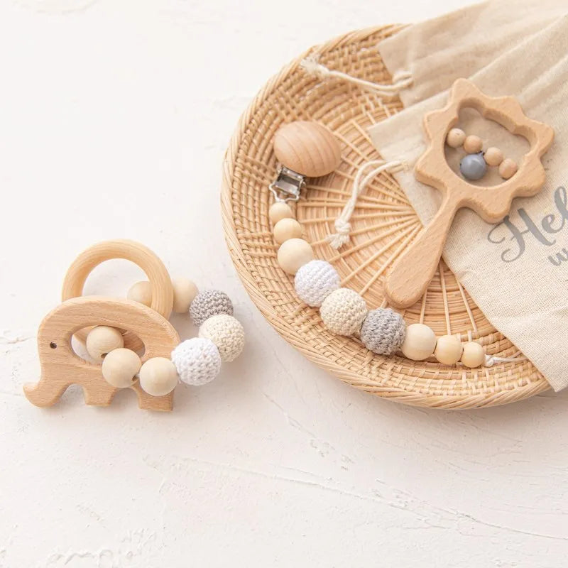 Baby Wooden Rattles Plush Crochet