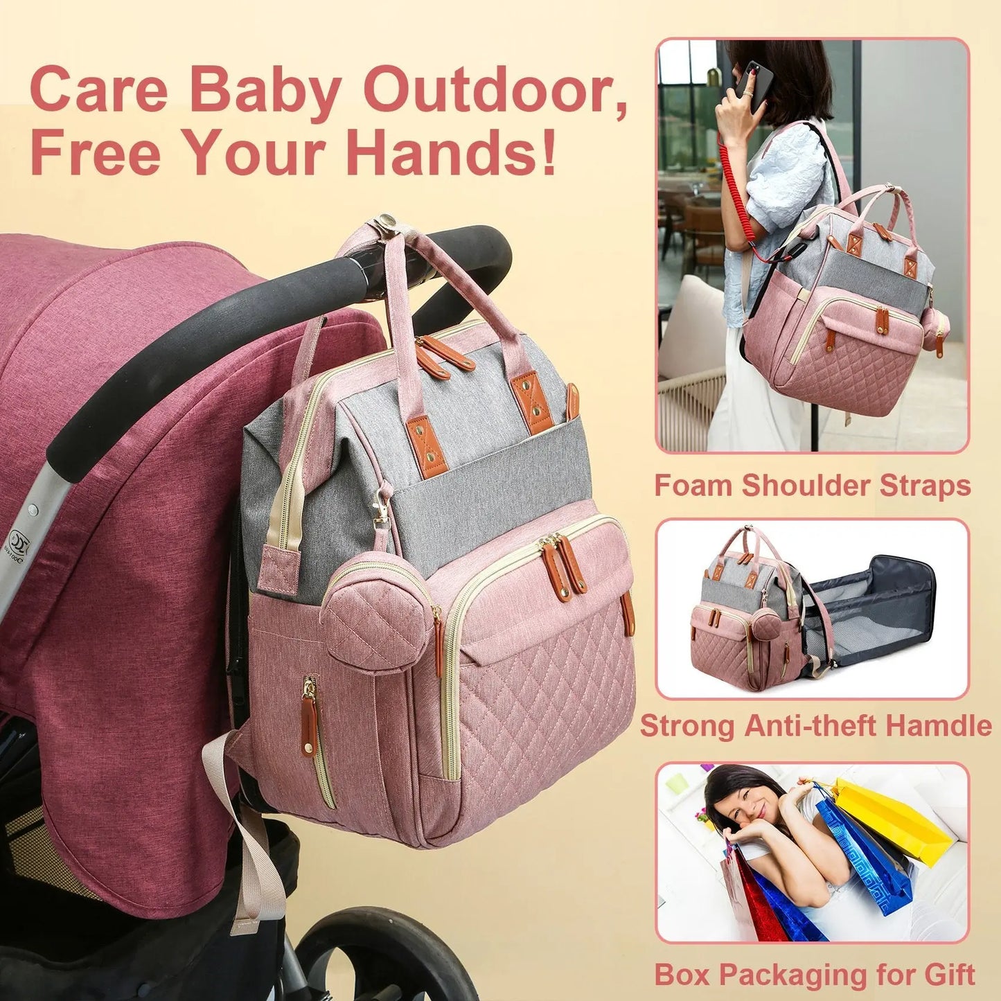 Foldable Baby Bed Diaper Bag - The Purely Baby