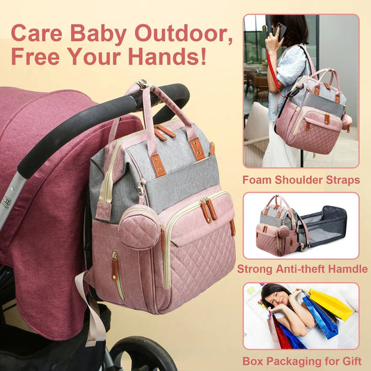 Foldable Baby Bed Diaper Bag - The Purely Baby