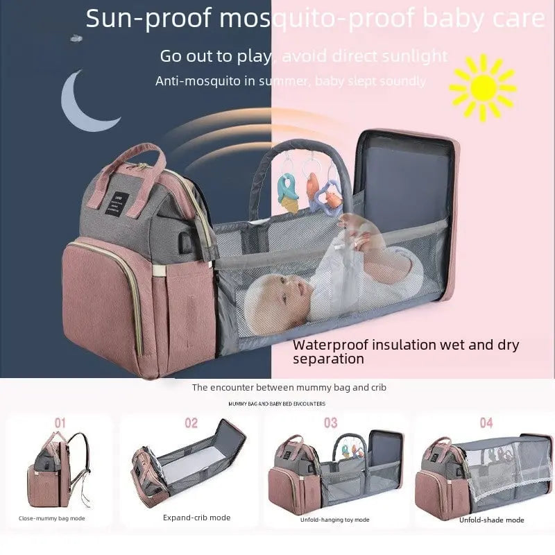 Multi - Functional Folding Baby Bag - The Purely Baby
