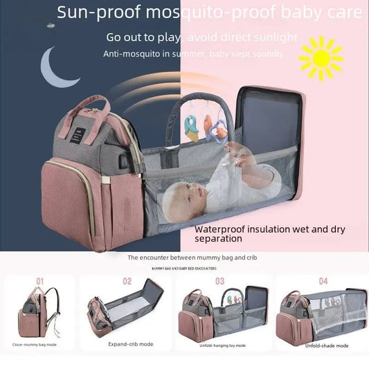 Multi - Functional Folding Baby Bag - The Purely Baby