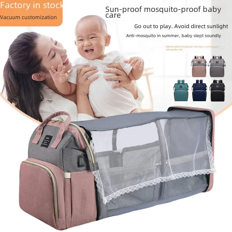 Multi - Functional Folding Baby Bag - The Purely Baby
